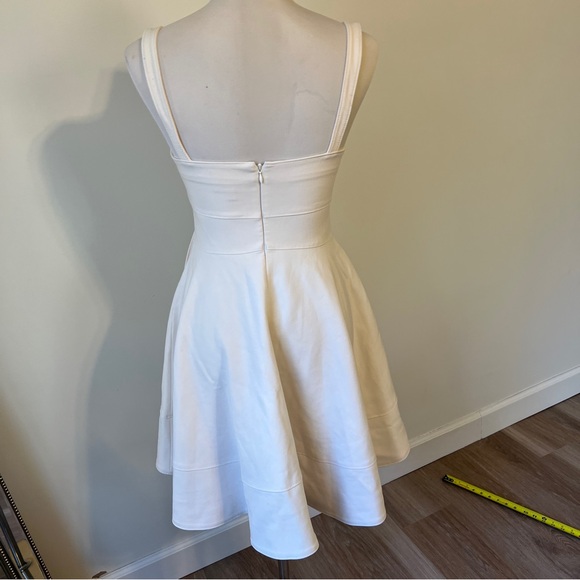 Cinq à Sept White Nyma Mini Dress 4 small with tie cut out ivory - Picture 2 of 8